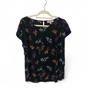Philosophy Black Top with Floral Accents